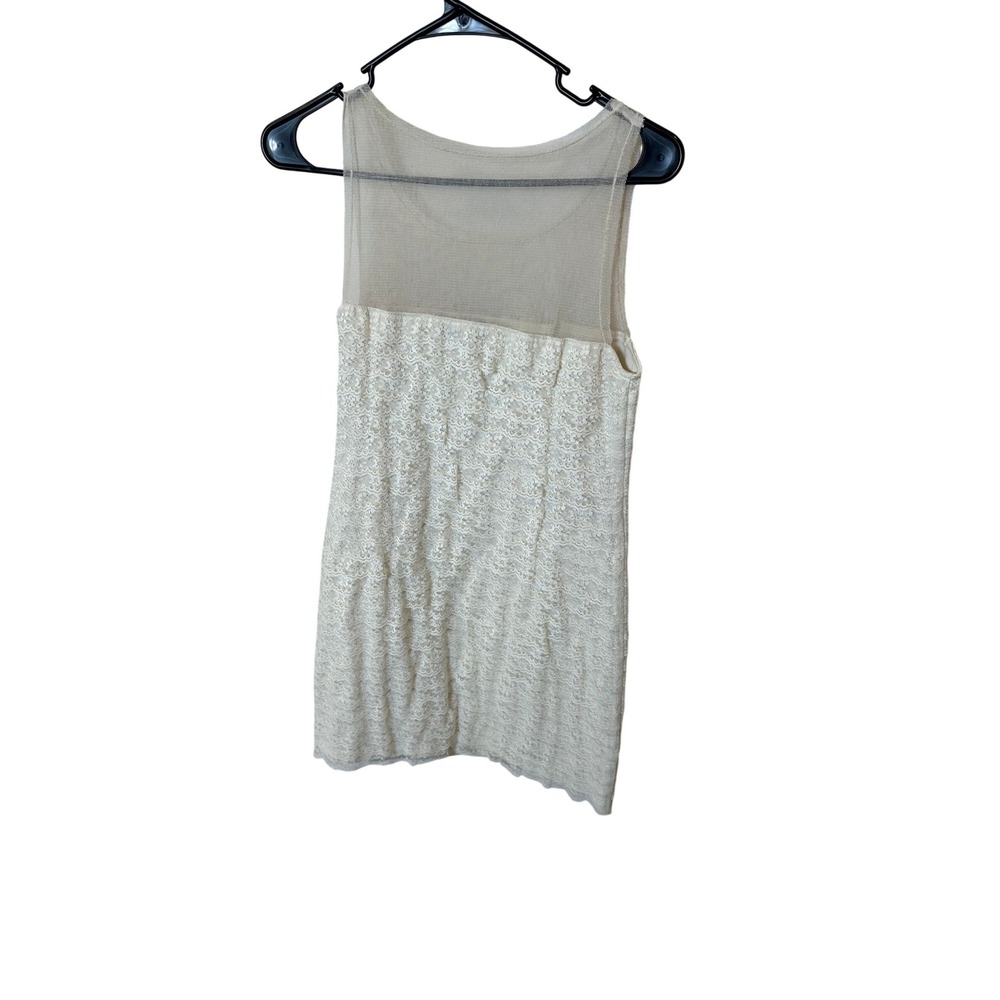 BCBGMAXAZRIA Cream Lace Mesh Illusion Sleeveless Cocktail Dress‎ Womens Size 2